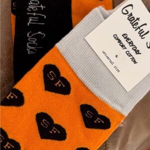 Orange and Gray Heart Pattern Socks